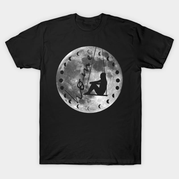 Girl On Swing In The Moon, Full Moon T-Shirt by VanIvony